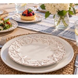 Mud Pie Sanibel Starfish Ceramic 3D Salad Plates 8" Coastal Beach House Set of 4